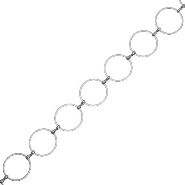 Chain with Connected Circles, Steel, Silver (Per Foot)