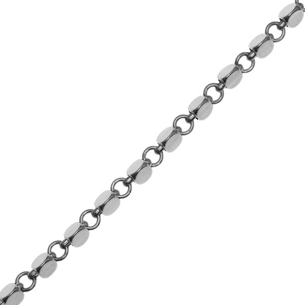 Chain with 3 Sided, Rounded Tri-Circular Beads, Steel, Silver (Per Foot)