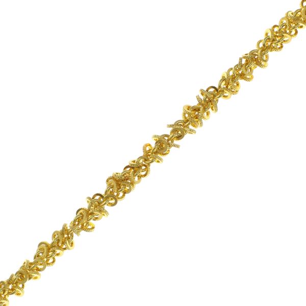 Chain with Gear-Loop Rondelle Charms, Steel, Gold (Per Foot)