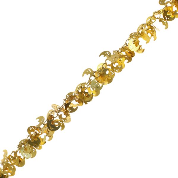 Chain with Crescent Moon Charms, Steel, Gold (Per Foot)