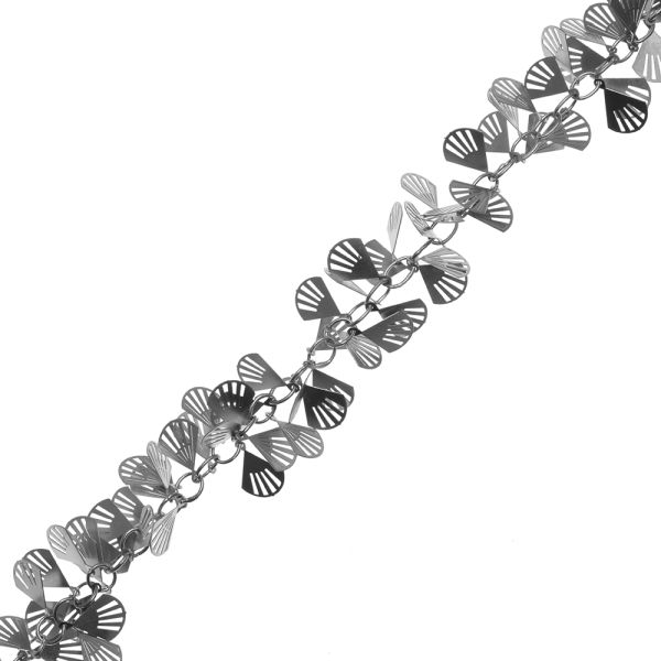 Chain with Crescent Moon Charms, Steel, Silver (Per Foot)