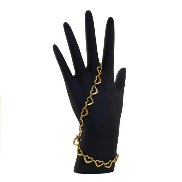 Chain with Linked Medium Flat, Cut-Out Hearts, Steel, Gold  (Per Foot)