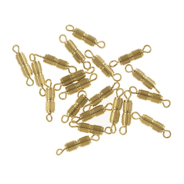 8mm Ribbed Barrel Screw Clasp, Gold-Plated (36 Pieces)