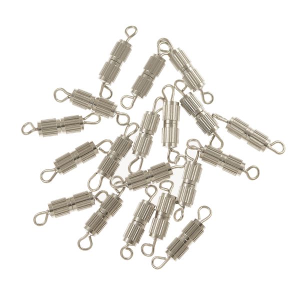 8mm Ribbed Barrel Screw Clasp, Silver-Plated (36 Pieces)