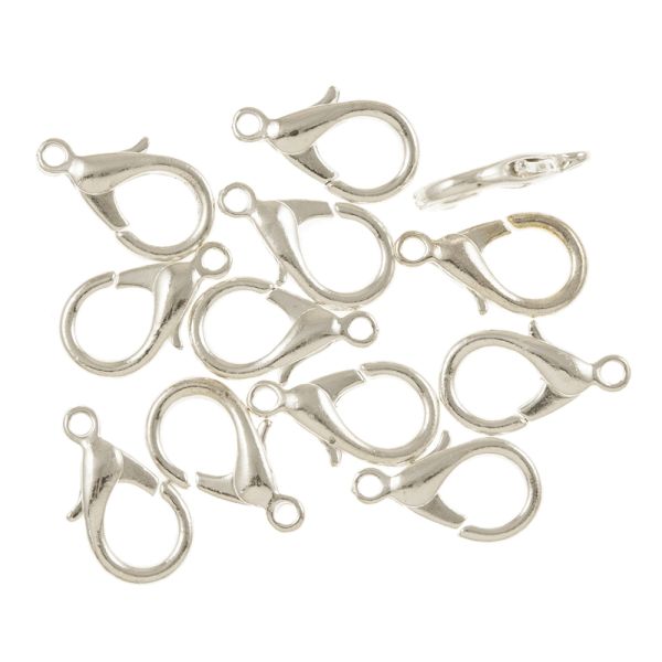 Lobster Claw 15X7.5MM Silver-Plated (36 Pieces)