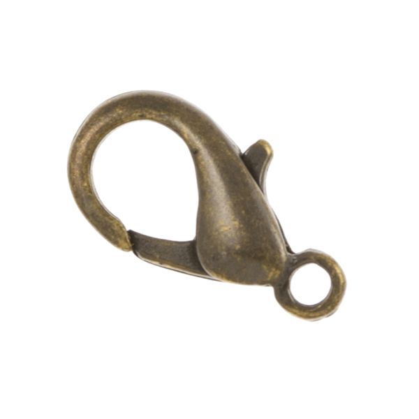 Lobster Claw Clasp, Brass Material, 12mm, Antique Brass (36 Pieces)