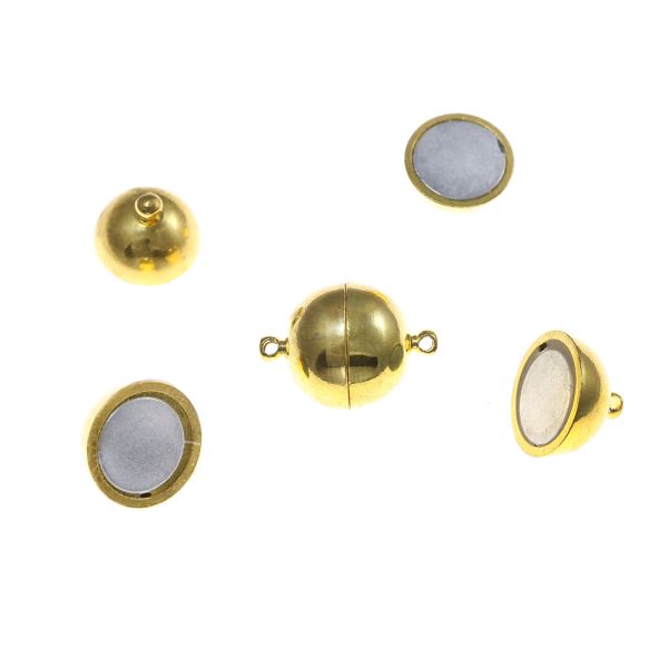 Magnetic Ball Clasp, 14mm, Gold (2 Pieces)