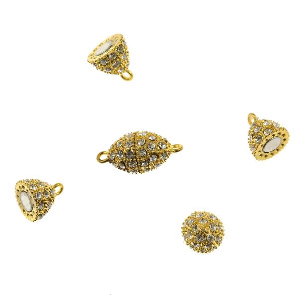 Magnetic Rhinestone Clasp, 13x28mm, Gold (3 Pieces)