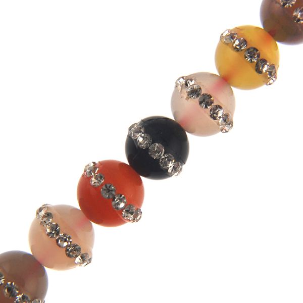 8mm Smooth Round Rhinestone Agate Mix 2 (16