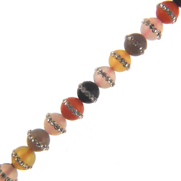 8mm Smooth Round Rhinestone Agate Mix 2 (16