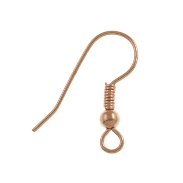Fish Hook Earwire w/ Spring & Bead, Copper-Plated (72 Pieces)