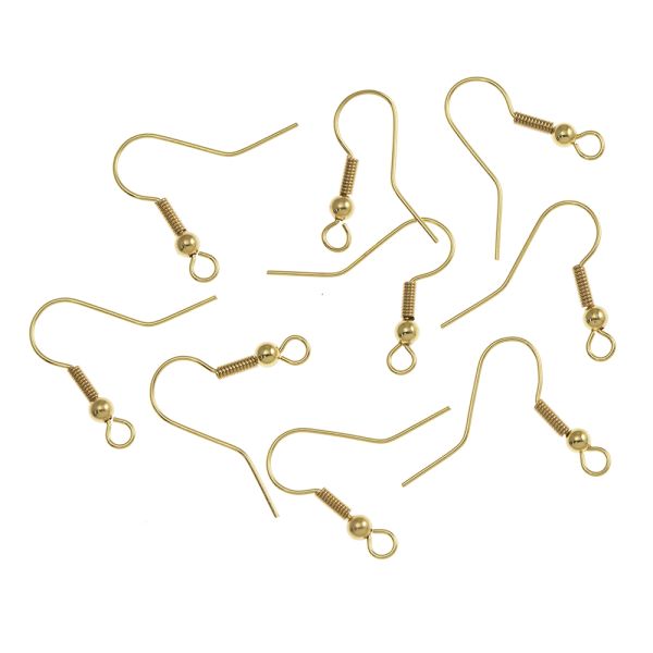 BULK PACK! Fish Hook Earwire w/ Spring & Bead, Gold-Plated (720 Pieces )
