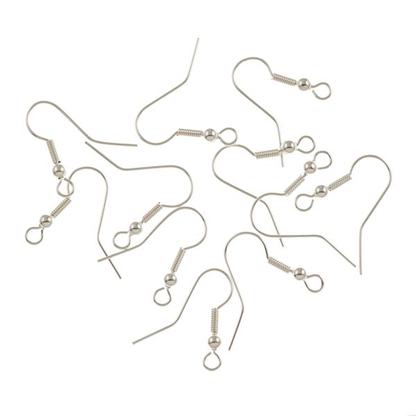 BULK PACK! Fish Hook Earwire w/ Spring & Bead, Silver-Plated (720 Pieces)