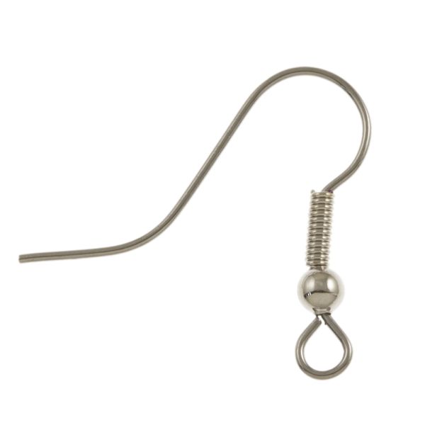 Fish Hook Earwire w/ Spring & Bead, Surgical Steel (144 Pieces)