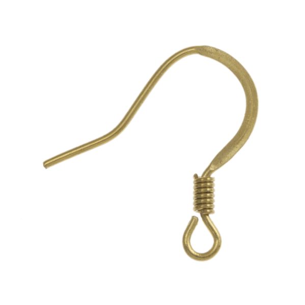 Flat Fish Hook Earwire w/ Spring, Brass (144 Pieces)