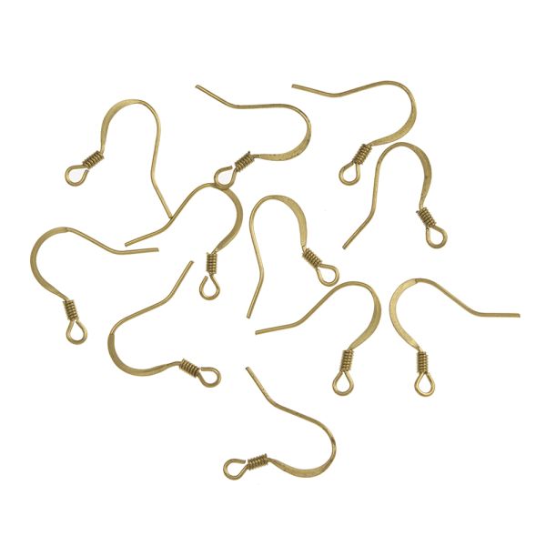 Flat Fish Hook Earwire w/ Spring, Brass (144 Pieces)