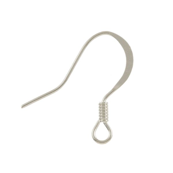 Flat Fish Hook Earwire w/ Spring, Silver-Plated (144 Pieces)