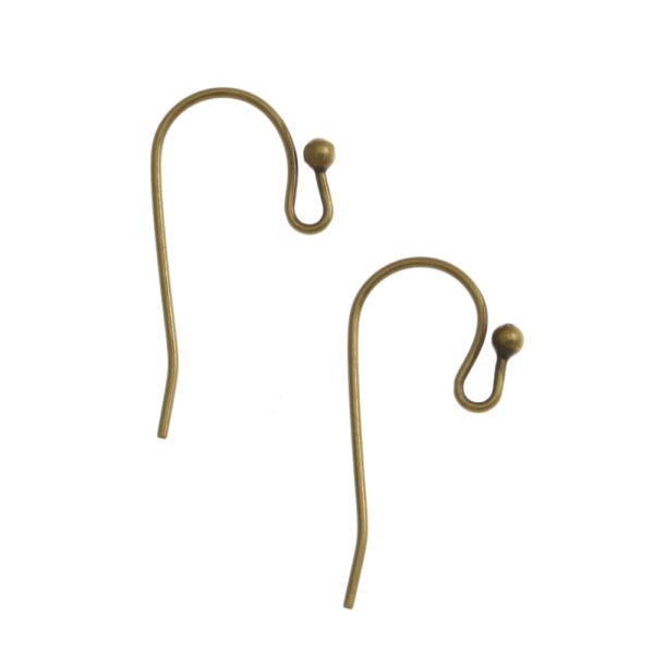 Plain Fish Hook Earwire with Ball, Antique Brass (36 Pieces)