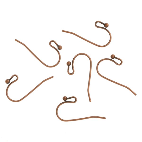 Plain Fish Hook Earwire with Ball, Antique Copper (36 Pieces)