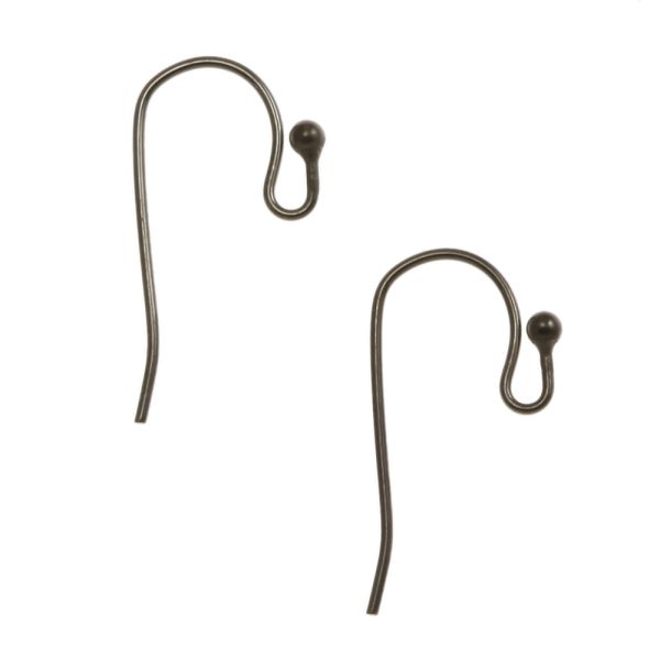 Plain Fish Hook Earwire with Ball, Black Oxide (36 Pieces)