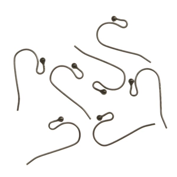 Plain Fish Hook Earwire with Ball, Black Oxide (36 Pieces)