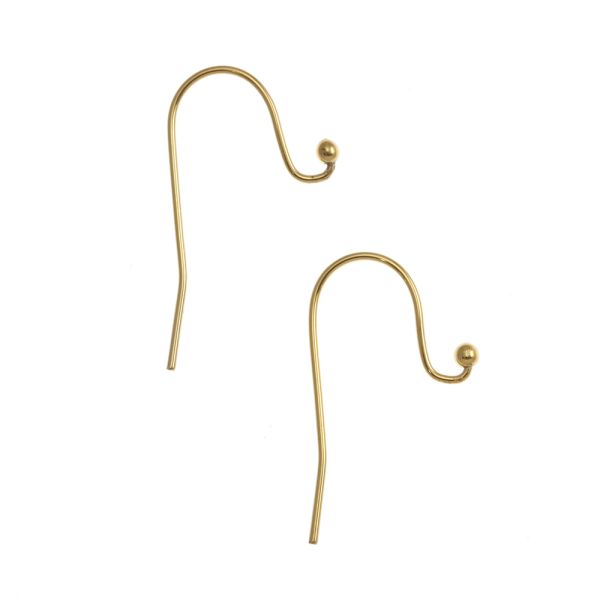 Plain Fish Hook Earwire with Ball, Gold-Plated (36 Pieces)