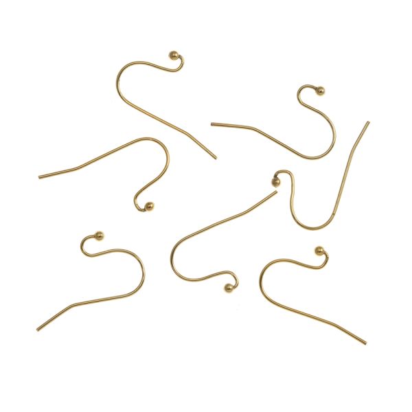 Plain Fish Hook Earwire with Ball, Gold-Plated (36 Pieces)