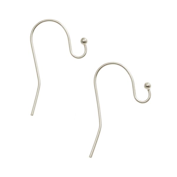 Plain Fish Hook Earwire with Ball, Silver-Plated (36 Pieces)