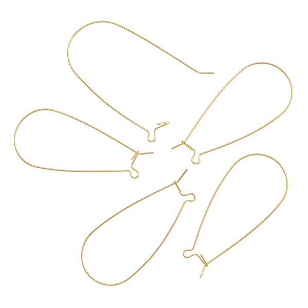 Kidney Earwire, 42 x 21mm, Gold-Plated (36 Pieces)