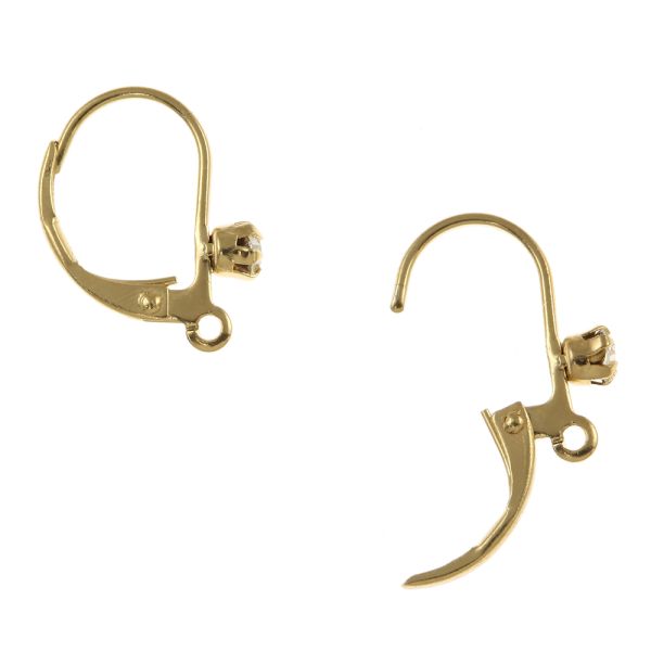 Leverback Earring w/ Rhinestone (Gold-Plated) (24 Pieces)