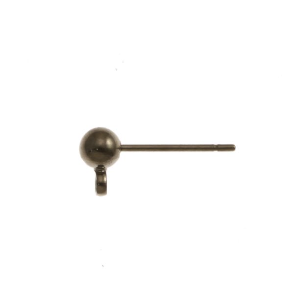 Earring Post w/ 4MM Ball & Ring, Black Oxide (36 Pieces)