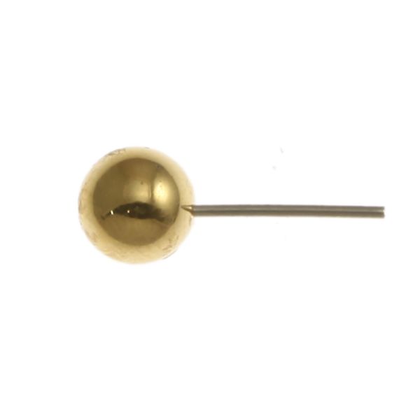 Earring Post with 6mm Ball, Gold-Plated (72 Pieces)