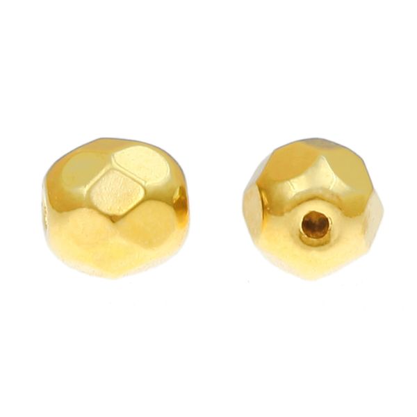 Fire-Polish Glass, Round Faceted Bead-Choose Size (Shiny Gold)