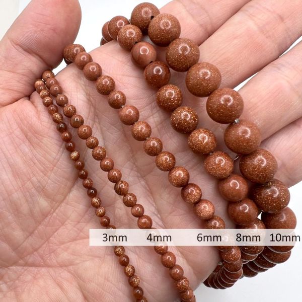8mm Smooth Round, Gold Stone Beads (16