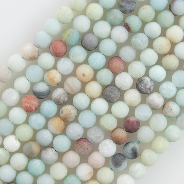 4mm Matte Round, Black Cloudy Amazonite Beads (16