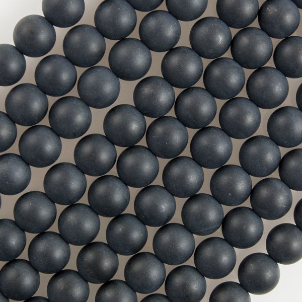 8mm Matte Round, Black Onyx Beads (16