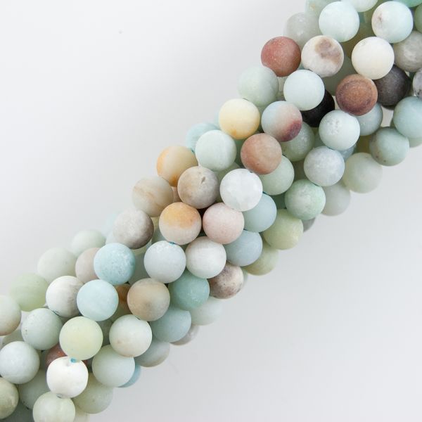 4mm Matte Round, Black Cloudy Amazonite Beads (16