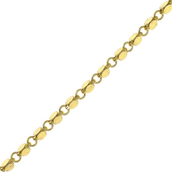 Chain with Large 3-Sided, Rounded Tri-Circular Beads, Steel, Gold (Per Foot)