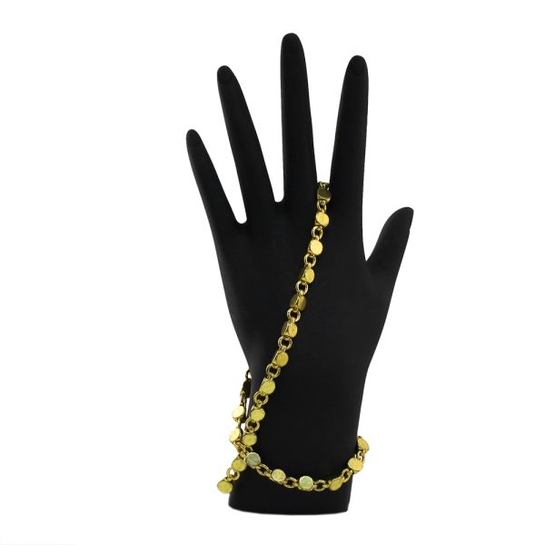 Chain with Large 3-Sided, Rounded Tri-Circular Beads, Steel, Gold (Per Foot)