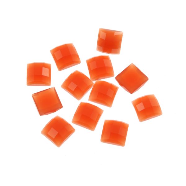 Acrylic Stone Jewel, Red Orange, 7mm, Faceted Square, Flatback, (72 Pieces) 