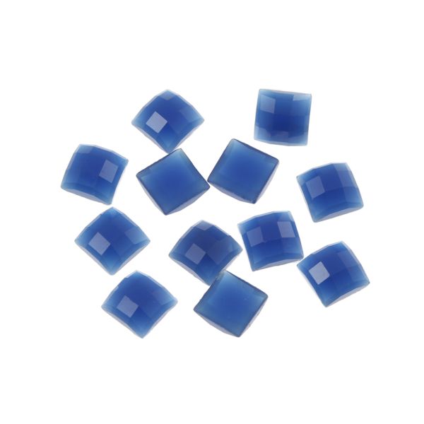 Acrylic Stone Jewel, Blue, 7mm, Faceted Square, Flatback, (72 Pieces) 