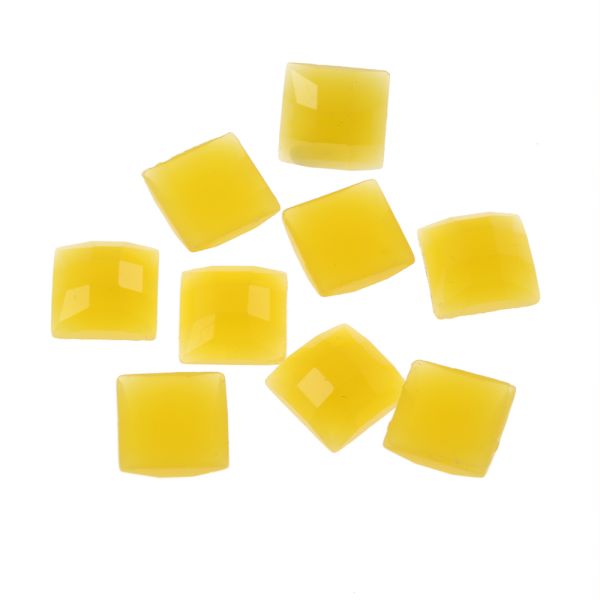 Acrylic Stone Jewel, Yellow, 9mm, Faceted Square, Flatback, (72 Pieces) 