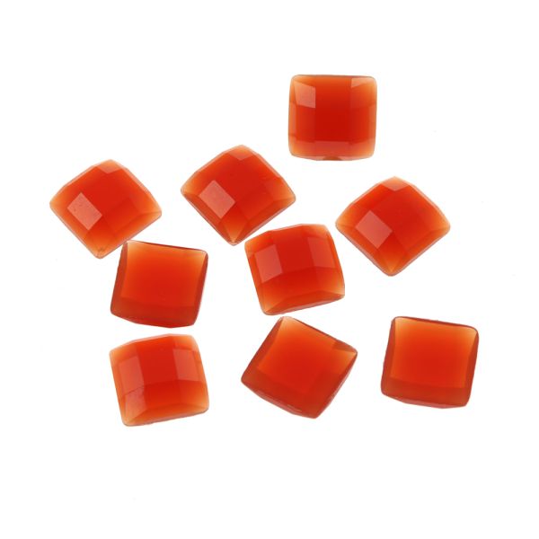 Acrylic Stone Jewel, Red, 11mm, Faceted Square, Flatback (60 Pieces) 
