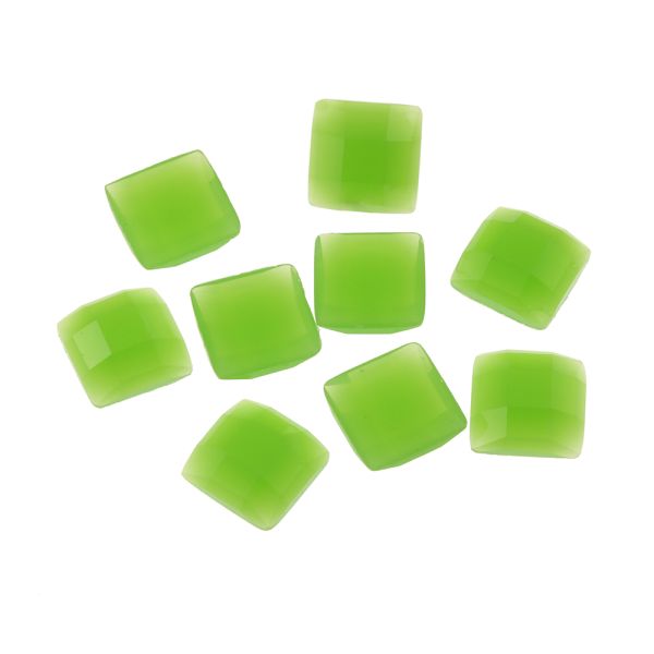 Acrylic Stone Jewel, Light Green, 11mm, Faceted Square, Flatback (60 Pieces) 