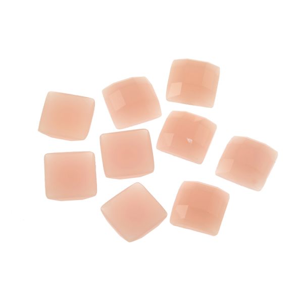 Acrylic Stone Jewel, Light Pink, 11mm, Faceted Square, Flatback (60 Pieces) 