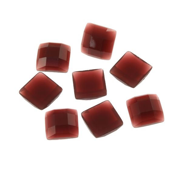 Acrylic Stone Jewel, Dark Maroon-Brown, 11mm, Faceted Square, Flatback (60 Pieces) 