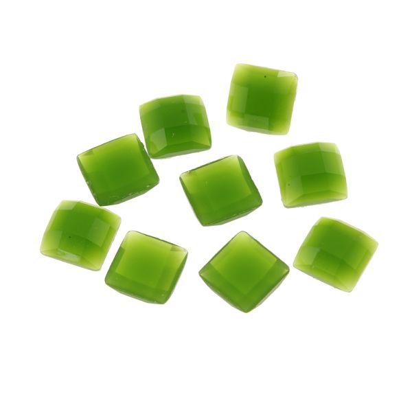 Acrylic Stone Jewel, Dark Green, 11mm, Faceted Square, Flatback (60 Pieces) 