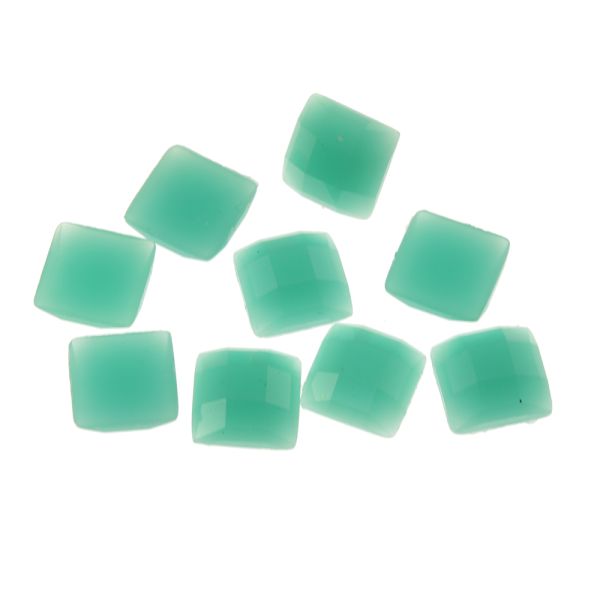 Acrylic Stone Jewel, Teal, 11mm, Faceted Square, Flatback (60 Pieces) 