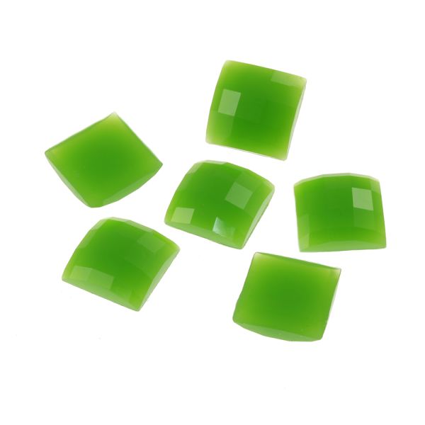Acrylic Stone Jewel, Dark Green, 17mm, Faceted Square, Flatback (24 Pieces) 