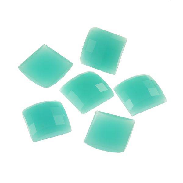 Acrylic Stone Jewel, Teal, 17mm, Faceted Square, Flatback (24 Pieces) 
